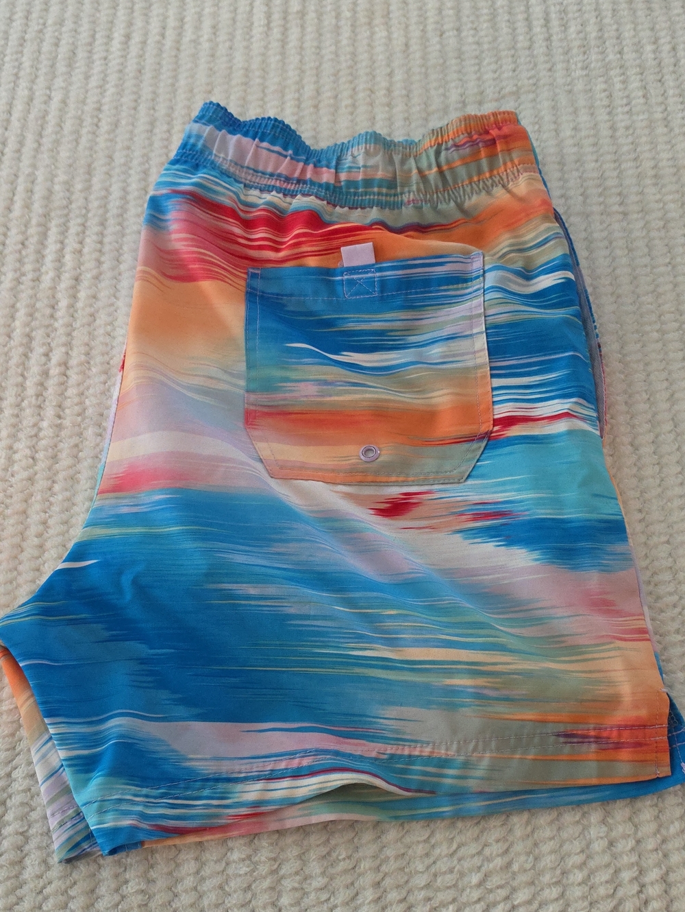 George Men's Colorwave Elastic Waist Swim Shorts - Blue/Orange